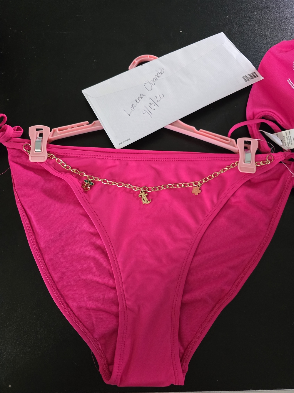 Juicy COUTURE Hot Pink Swimsuit WITH DANGLING CHARMS - Picture 2 of 2